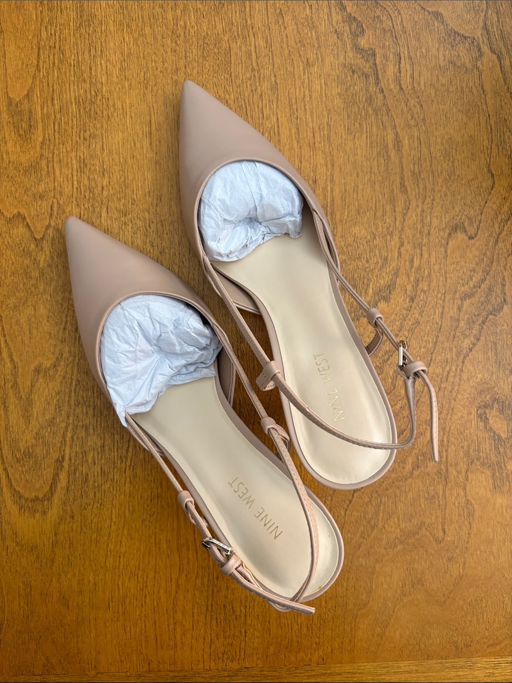 Nine West Rowen3 Light Natural Pointed-Toe Slingback Heels